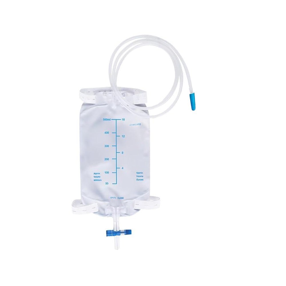500 ml ポータブル & 目立たないラテックスフリーの医療用 PVC 尿レッグバッグ、逆流防止バルブ付き